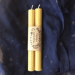 Pair of hand-rolled pure beeswax candles with cotton wicks